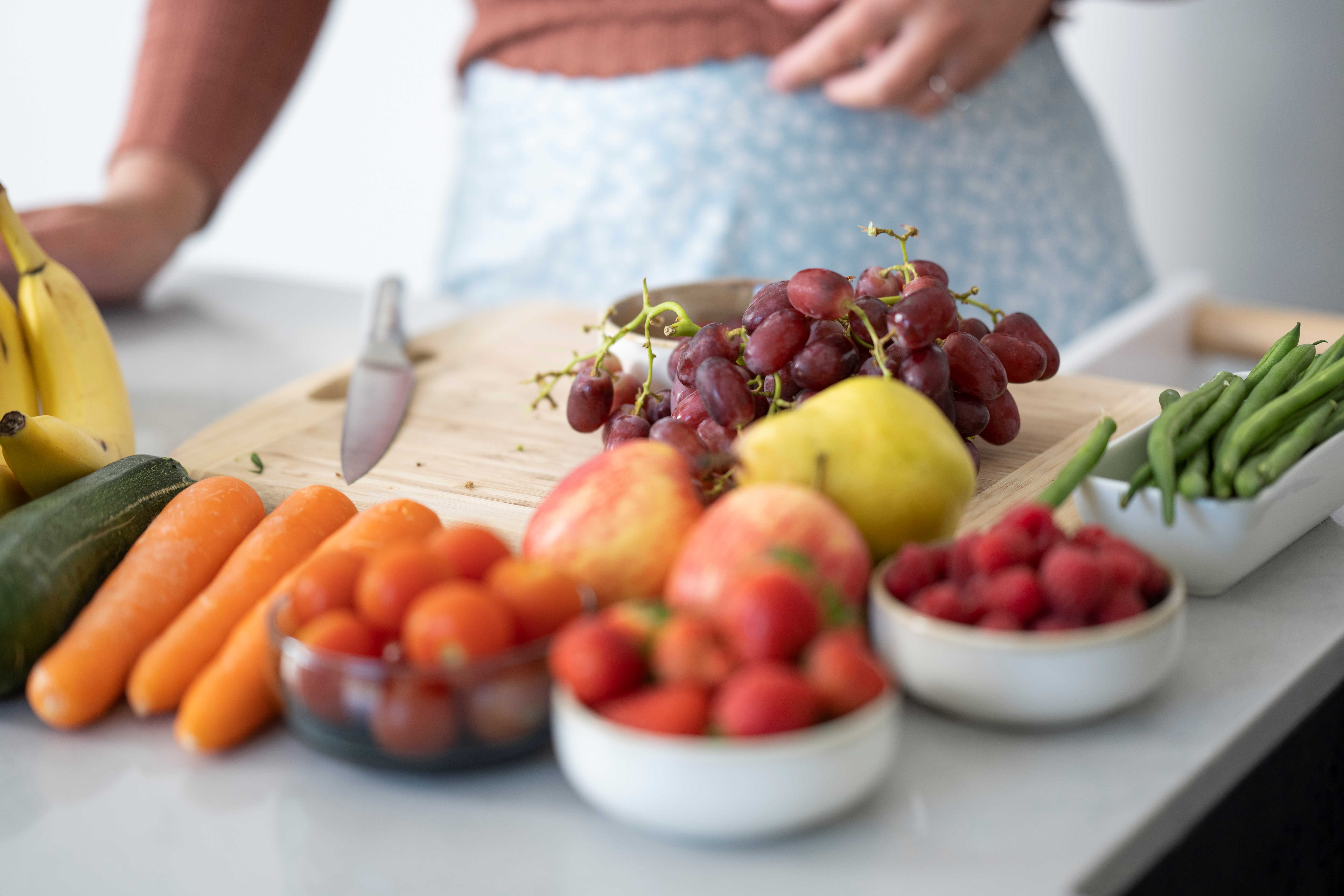 Background image of healthy food being prepared.